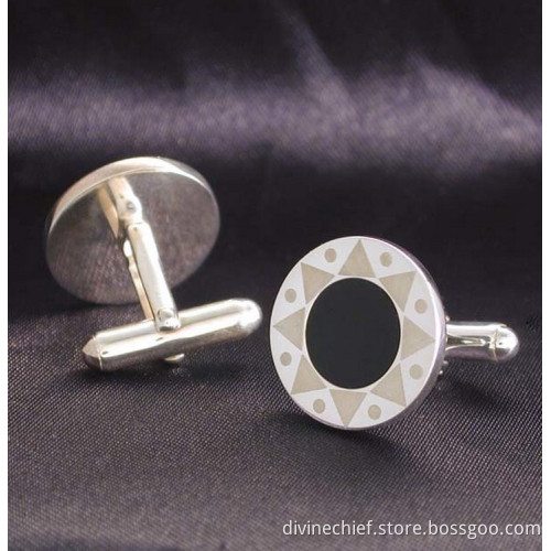 Novelty Sun Flower Photo Cufflinks Silver 925 For Men